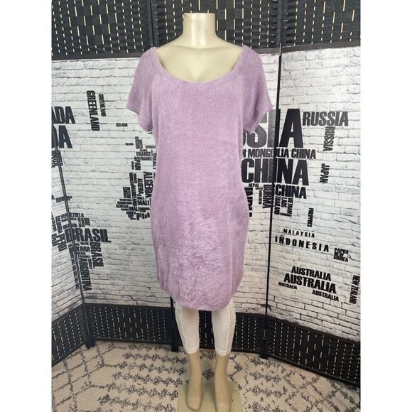 BP Plus 2X Soft Cozy Lilac Scoop Neck Short Sleeve Above Knee Sweater Dress - Picture 1 of 5